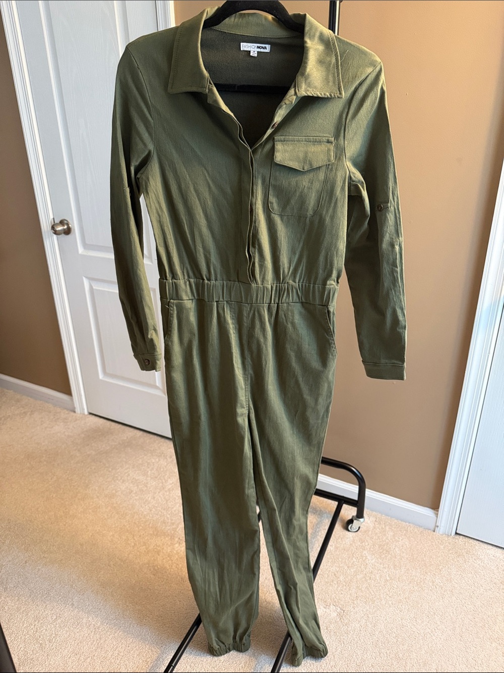 Fashion Nova Olive Green Utility Jumpsuit